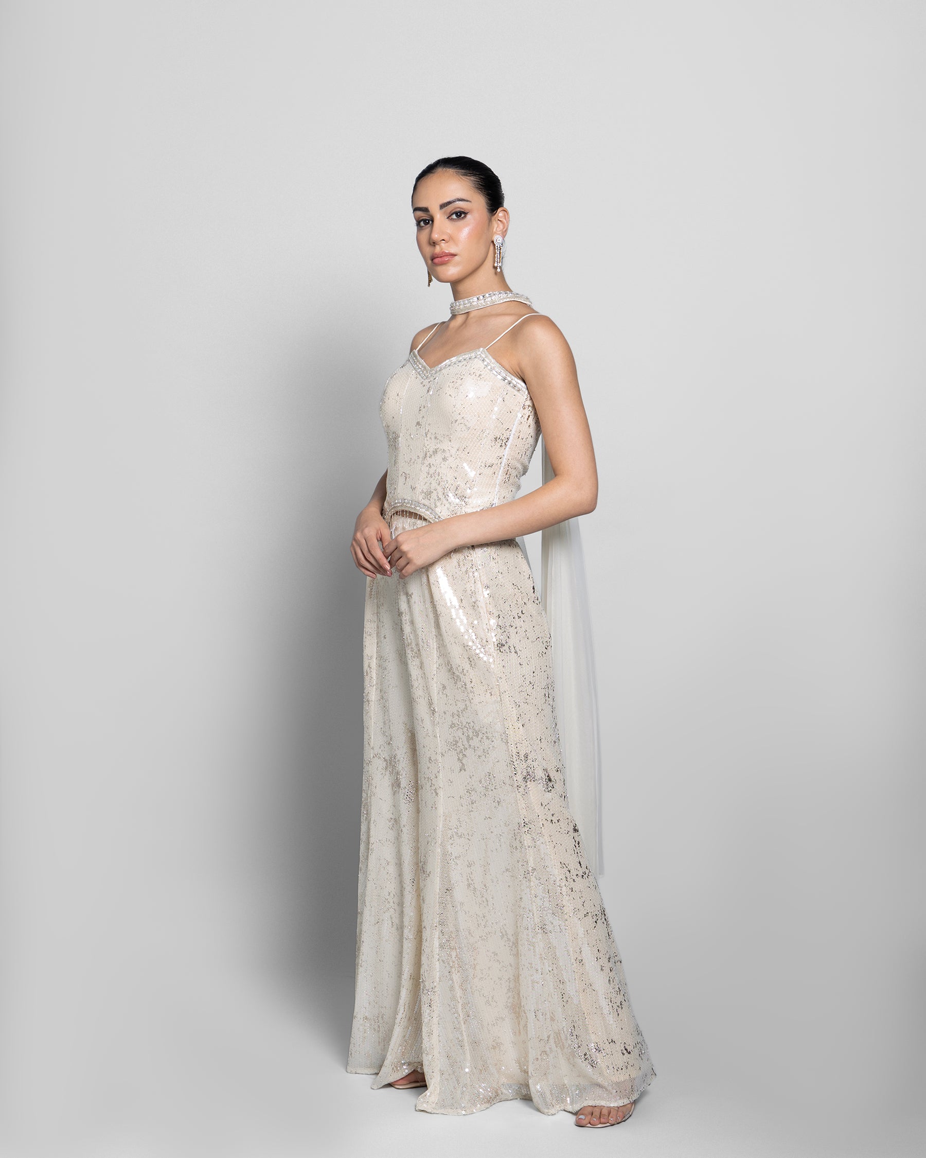 WARM IVORY CORSET TOP WITH PALAZZO