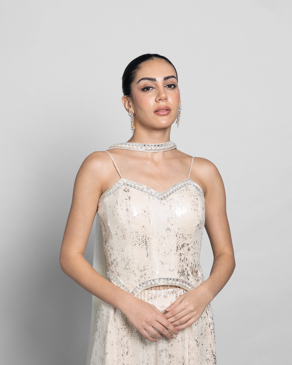 WARM IVORY CORSET TOP WITH PALAZZO