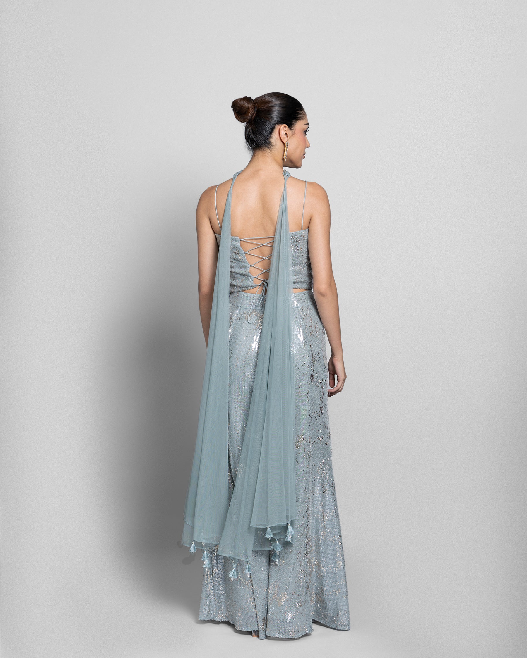 JADE BLUE CORSET TOP WITH PALAZZO