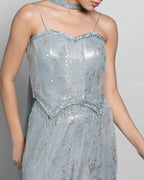 JADE BLUE CORSET TOP WITH PALAZZO