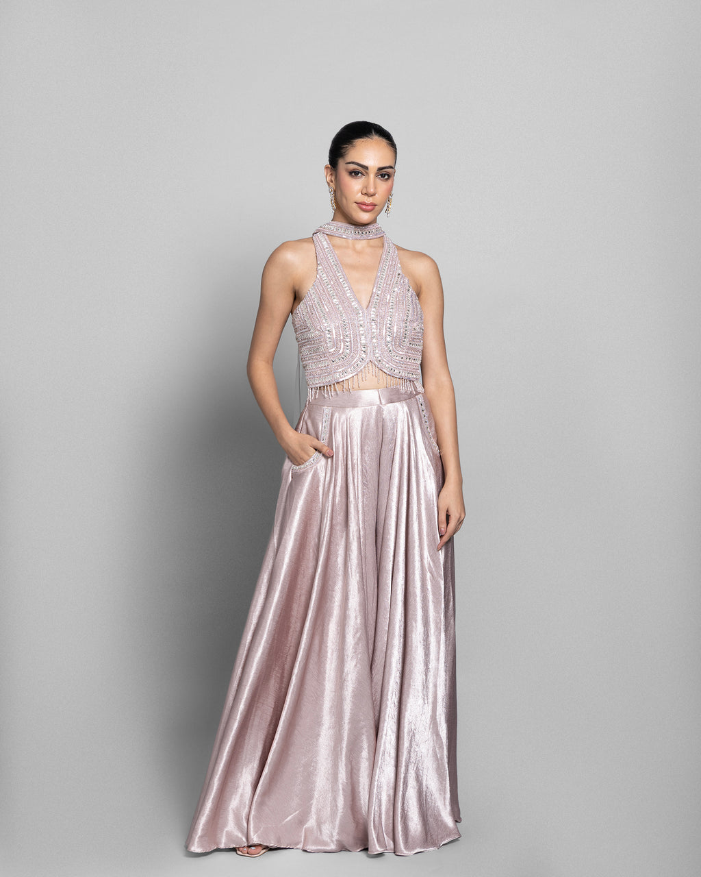 HALTER-NECK CROP-TOP & PALAZZO ENSEMBLE