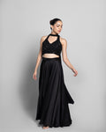 EBONY EMBELLISHED CROP-TOP WITH PALAZZO