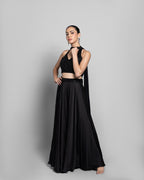 EBONY EMBELLISHED CROP-TOP WITH PALAZZO