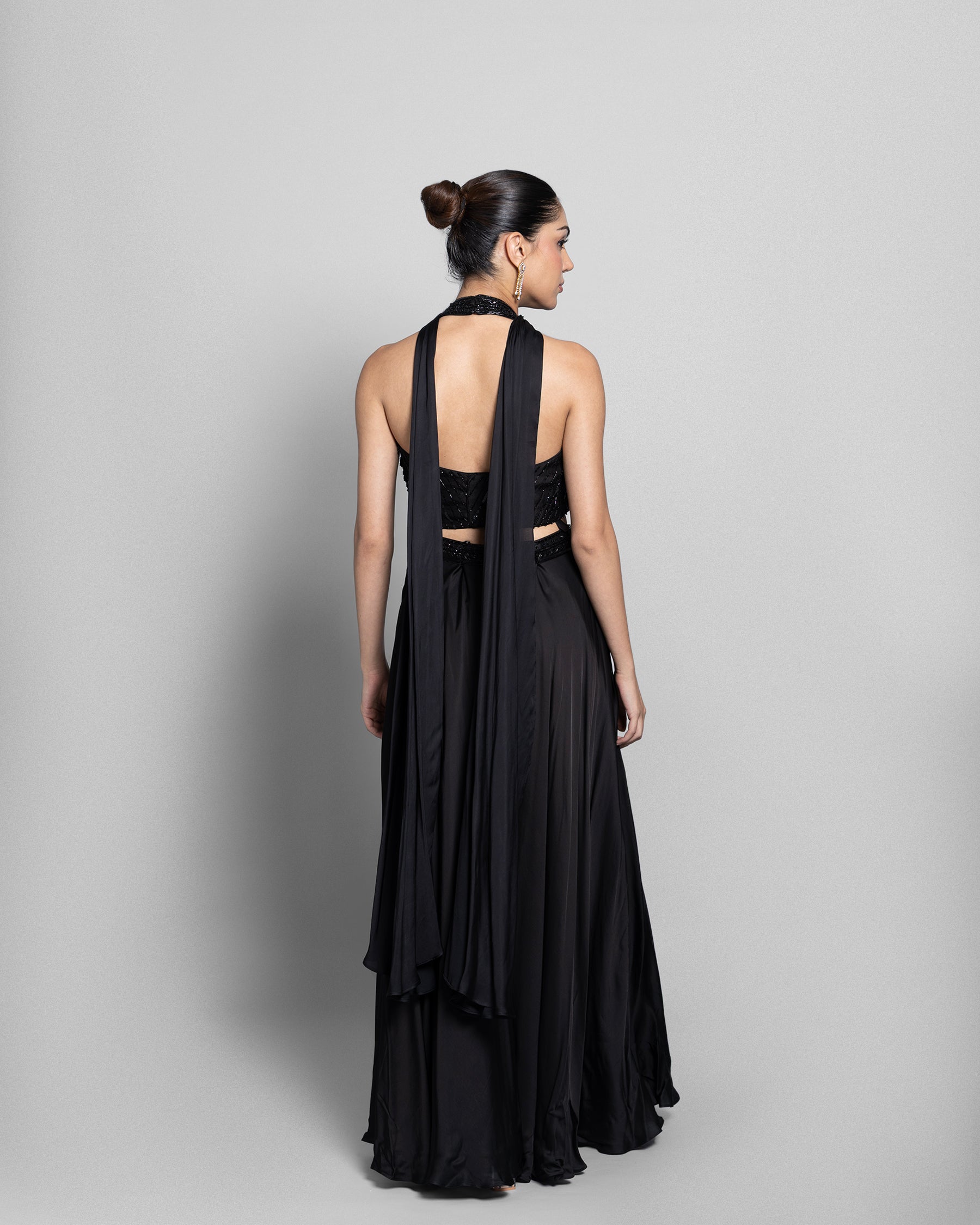 EBONY EMBELLISHED CROP-TOP WITH PALAZZO