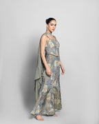 STONE BLUE TISSUE CORSET TOP WITH PALAZZO