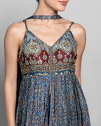 AJRAKH PRINT PANEL CUT SUIT SET