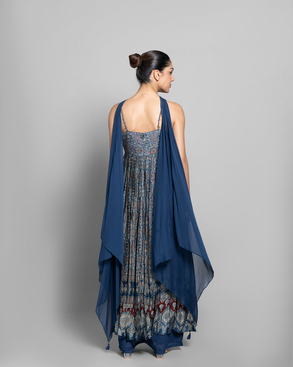 AJRAKH PRINT PANEL CUT SUIT SET