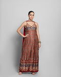 AJRAKH PRINT PANEL CUT SUIT SET