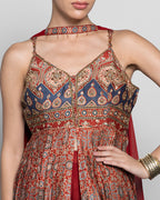 AJRAKH PRINT PANEL CUT SUIT SET