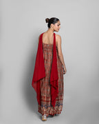 AJRAKH PRINT PANEL CUT SUIT SET