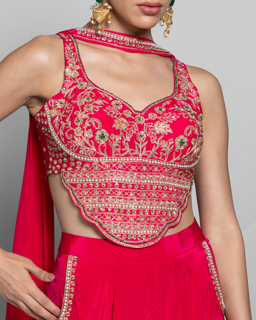 RUBY RED CROP-TOP PALAZZO ENSEMBLE