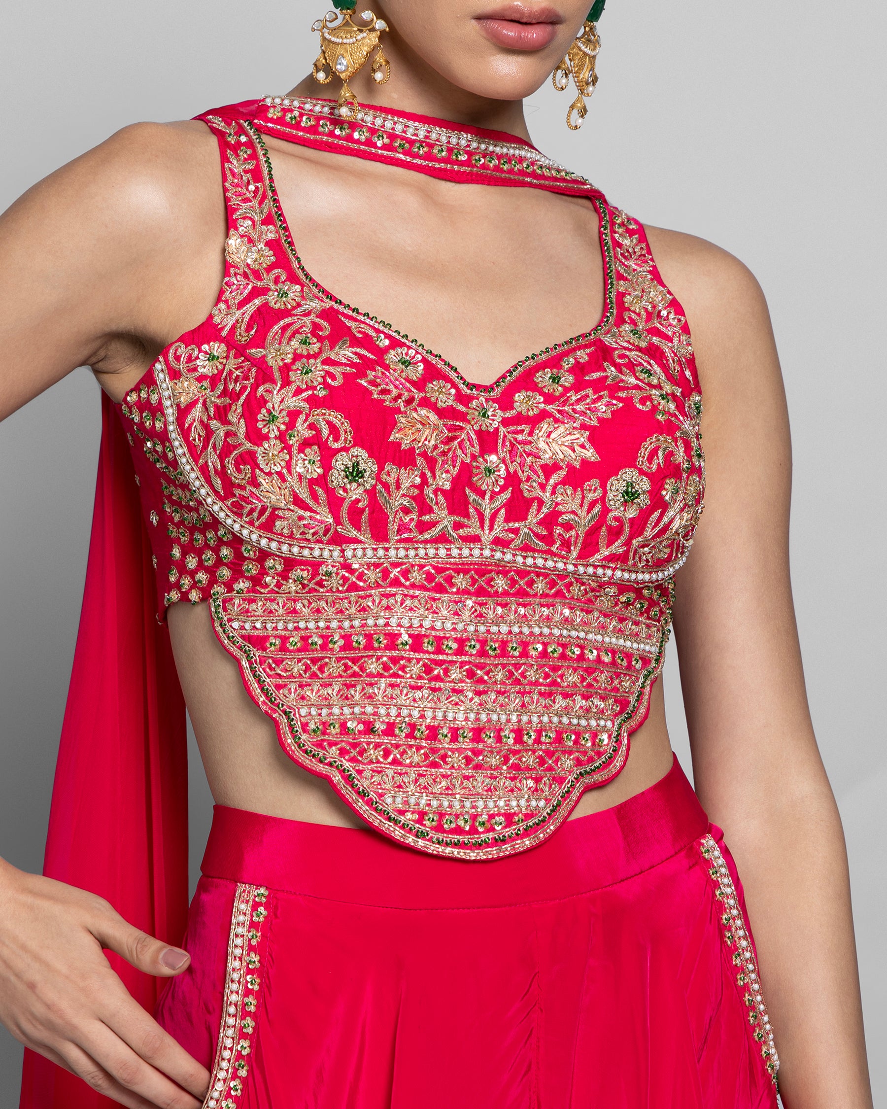 RUBY RED CROP-TOP PALAZZO ENSEMBLE