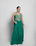 JADE GREEN CROP-TOP PALAZZO ENSEMBLE