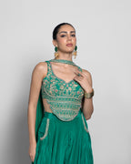 JADE GREEN CROP-TOP PALAZZO ENSEMBLE