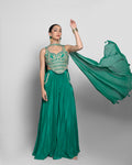 JADE GREEN CROP-TOP PALAZZO ENSEMBLE
