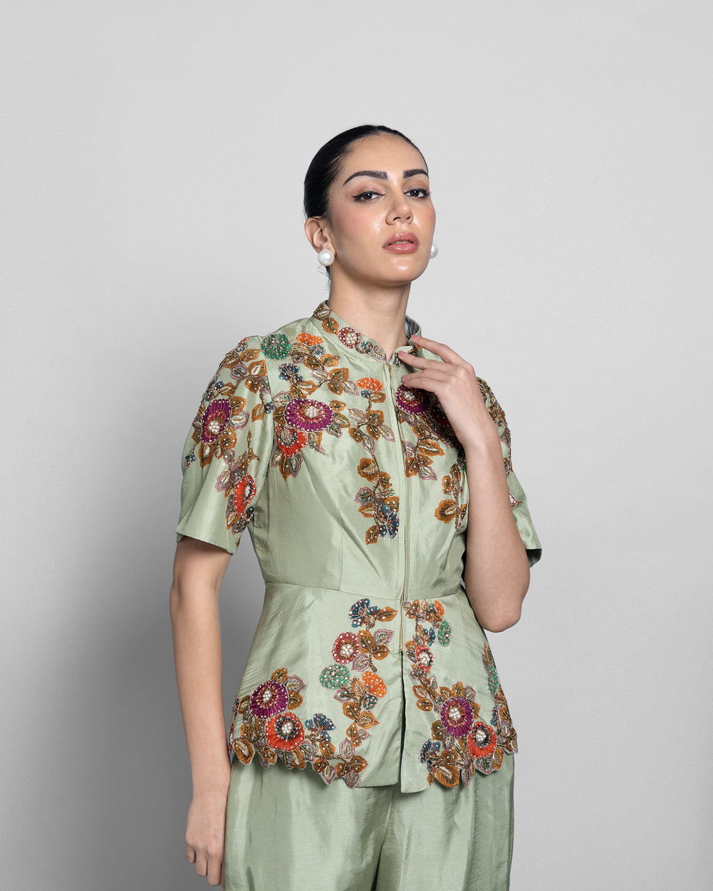 MINT GREEN PEPLUM TOP WITH PALAZZO