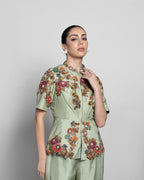 MINT GREEN PEPLUM TOP WITH PALAZZO