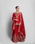 SCARLET EMBROIDERED SHARARA ENSEMBLE