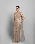 CHAMPAGNE PRE-DRAPED SAREE SET