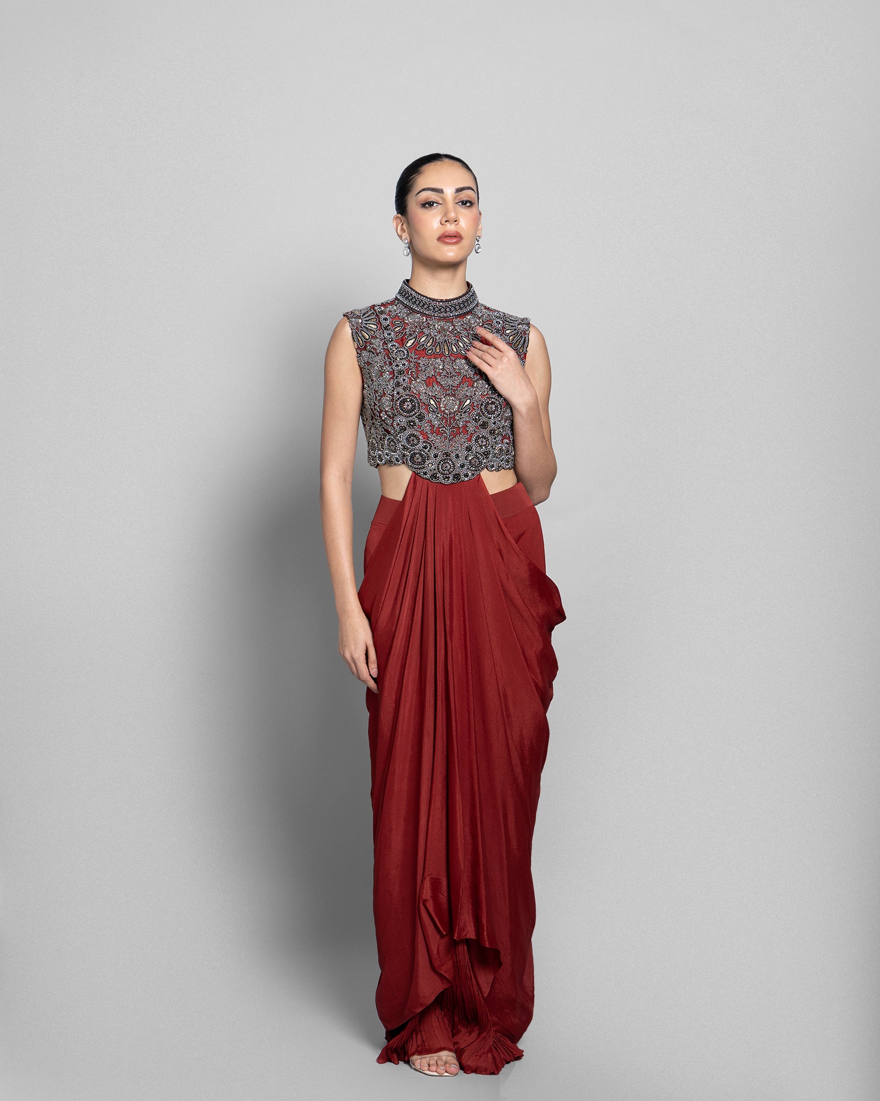 DEEP SCARLET DRAPE COUTURE SET
