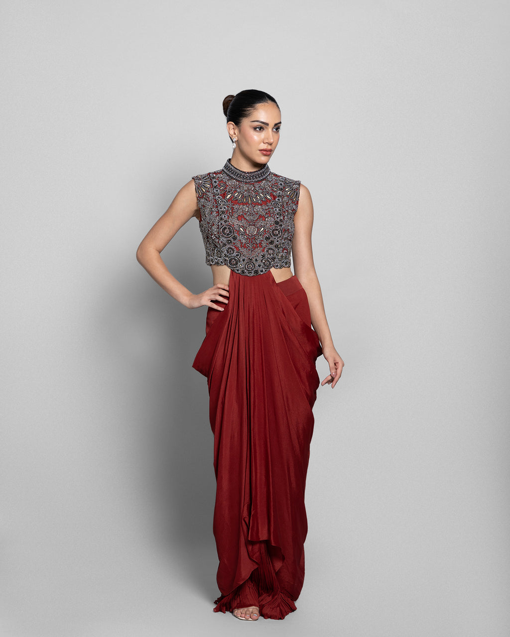 DEEP SCARLET DRAPE COUTURE SET
