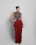 DEEP SCARLET DRAPE COUTURE SET