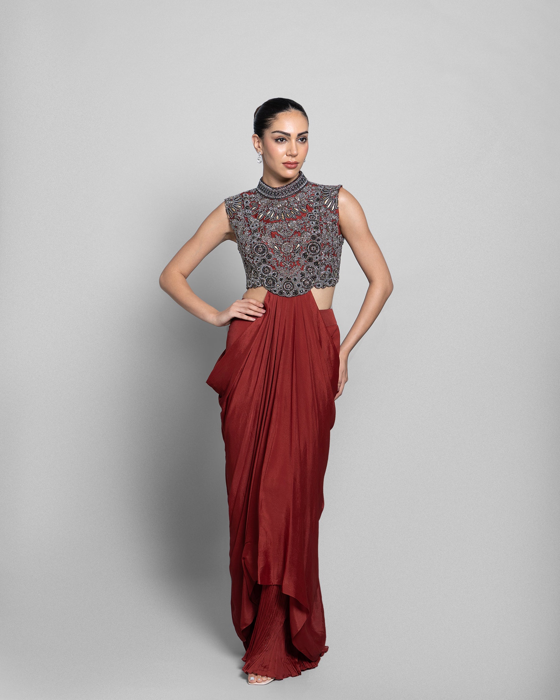 DEEP SCARLET DRAPE COUTURE SET