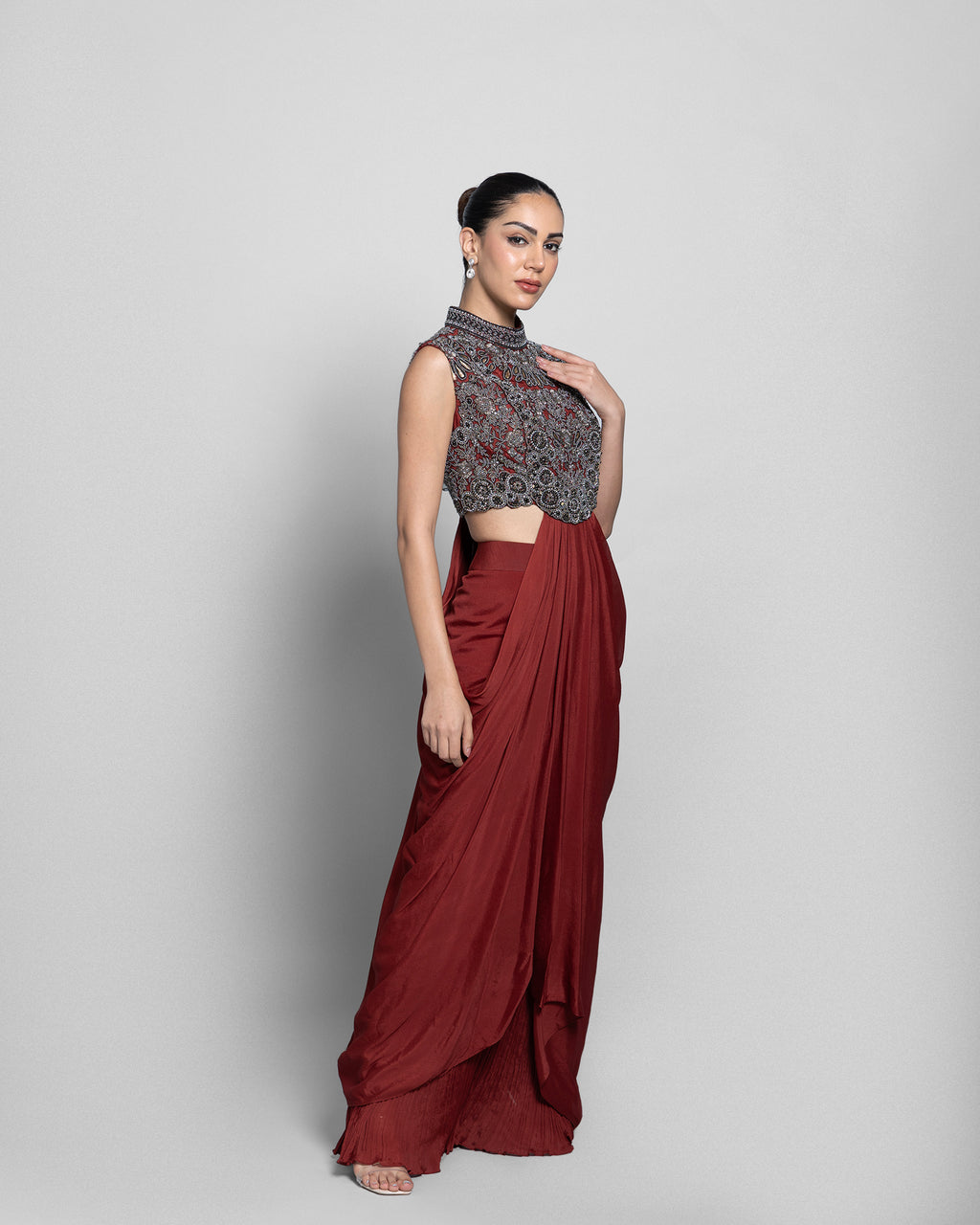 DEEP SCARLET DRAPE COUTURE SET