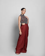 DEEP SCARLET DRAPE COUTURE SET