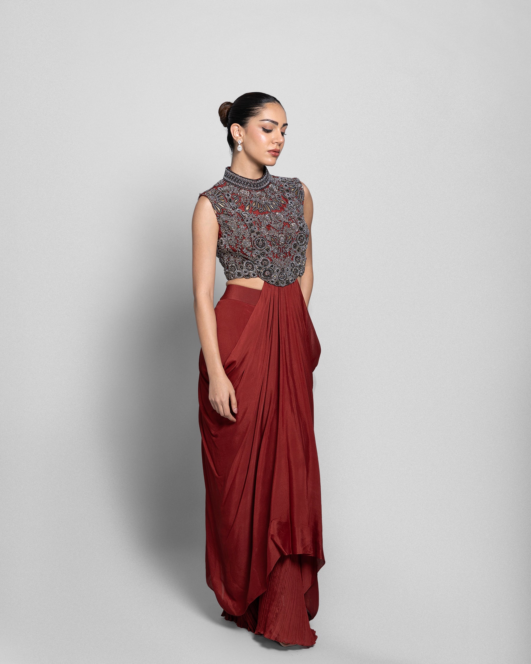 DEEP SCARLET DRAPE COUTURE SET