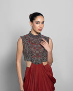 DEEP SCARLET DRAPE COUTURE SET