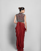 DEEP SCARLET DRAPE COUTURE SET