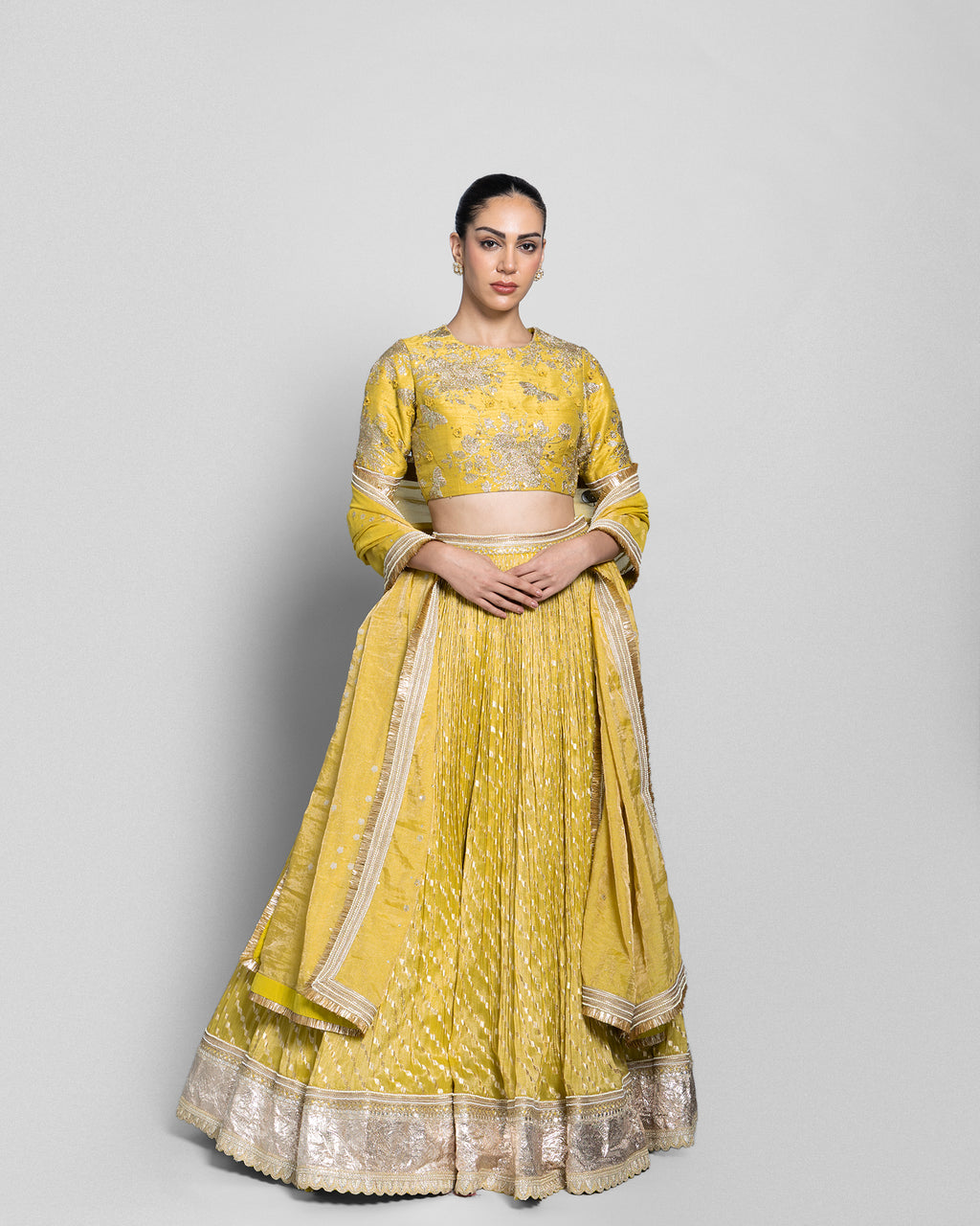 MUSTARD BANARASI LEHENGA SET