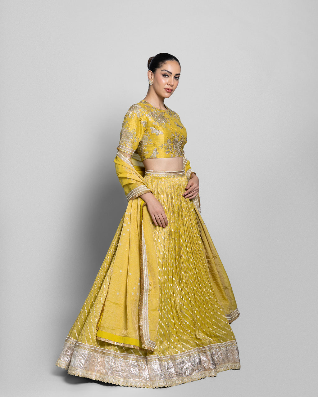 MUSTARD BANARASI LEHENGA SET