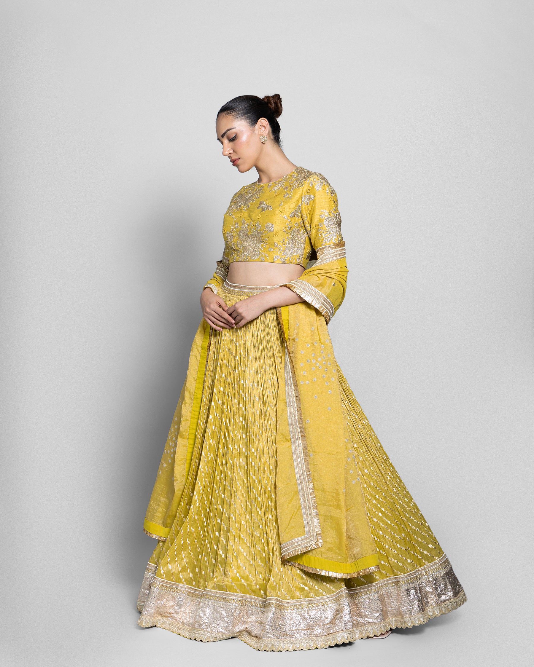 MUSTARD BANARASI LEHENGA SET