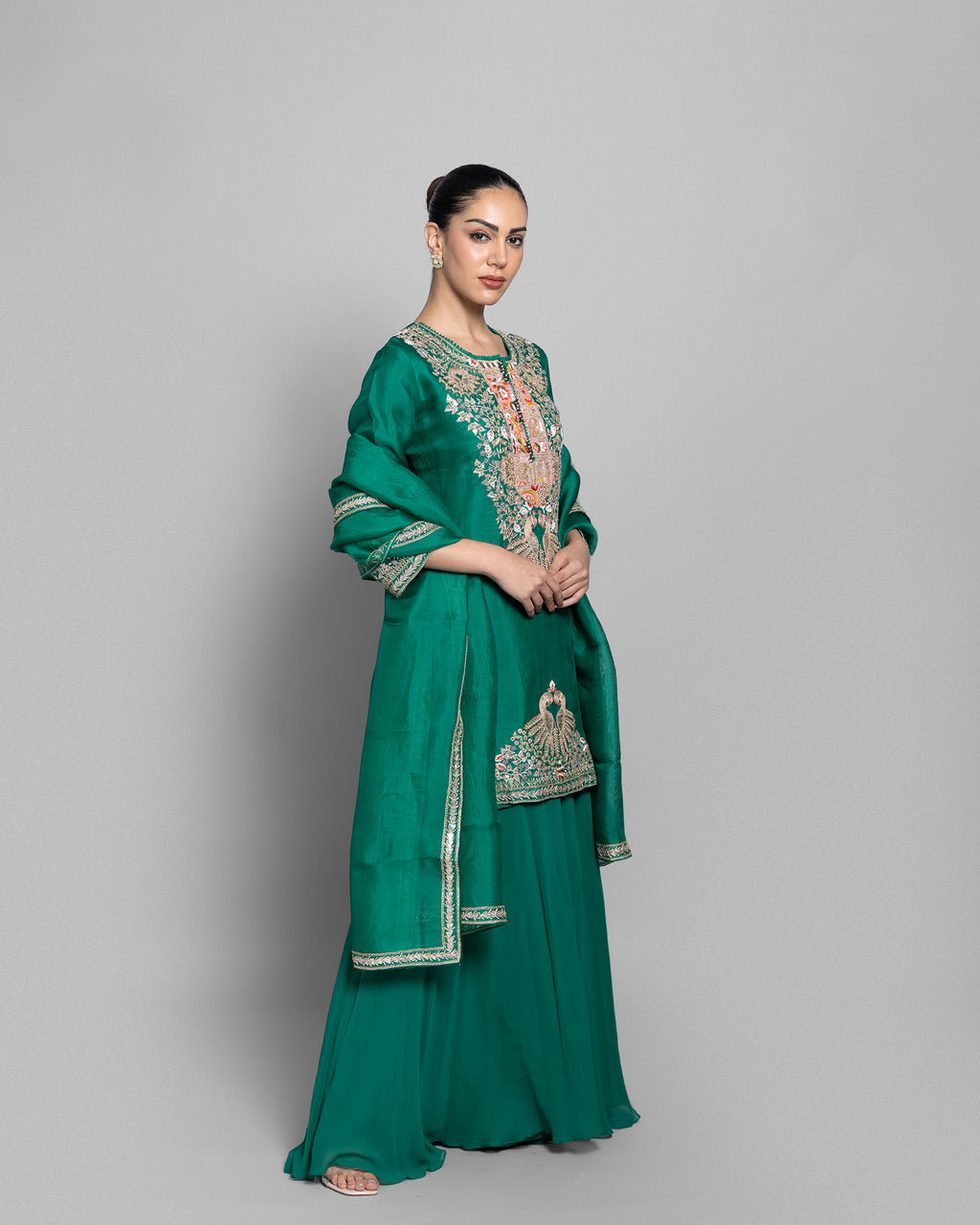 EMERALD EMBROIDERED KURTI PALAZZO SET