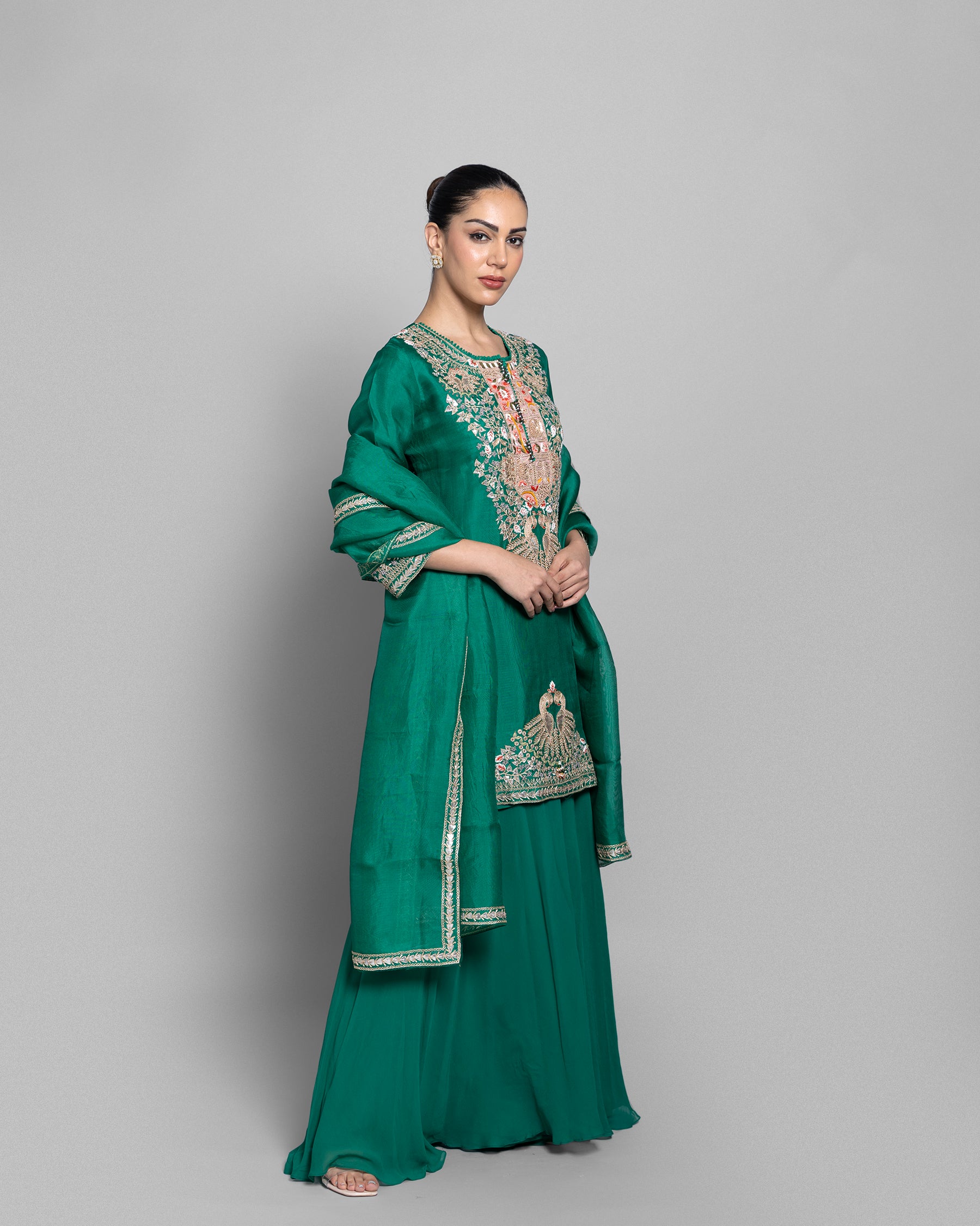 EMERALD EMBROIDERED KURTI PALAZZO SET