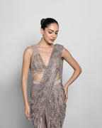 CELESTE CUTWORK PRE-DRAPED SAREE SET