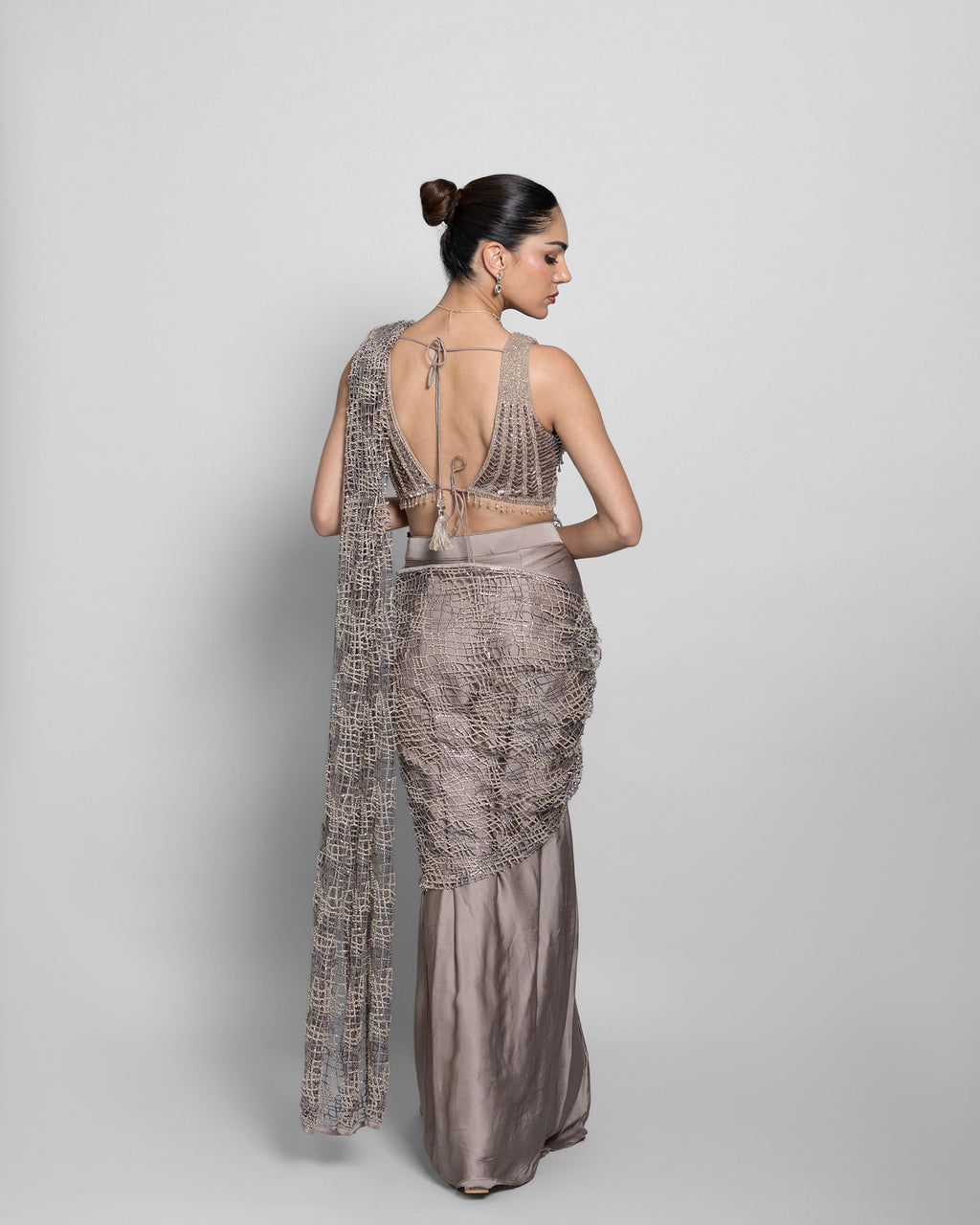CELESTE CUTWORK PRE-DRAPED SAREE SET
