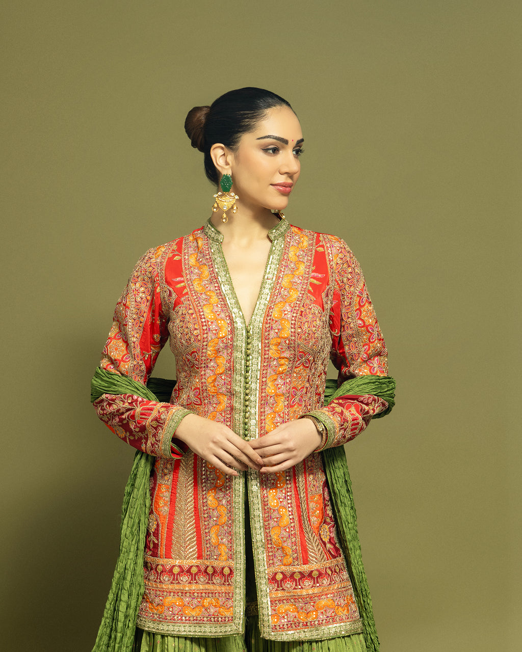 MULTICOLOR APPLIQUE SHARARA SET
