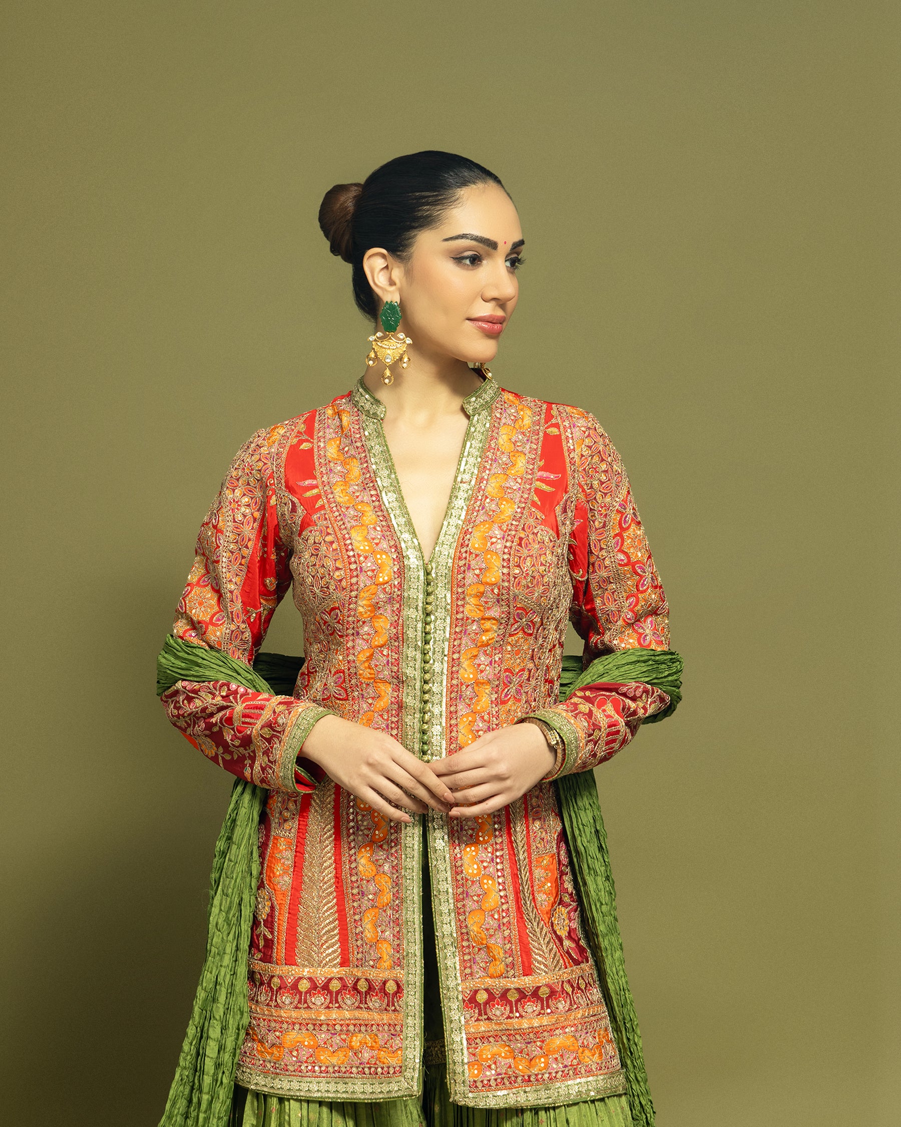 MULTICOLOR APPLIQUE SHARARA SET