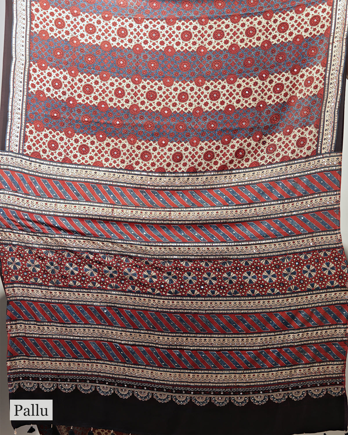 WINE AJRAKH SILK SAREE