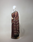 WINE AJRAKH SILK SAREE