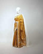 MUSTARD YELLOW BANARASI CREPE SAREE
