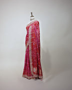 RANI & RED BANDHEJ GHARCHOLA SAREE