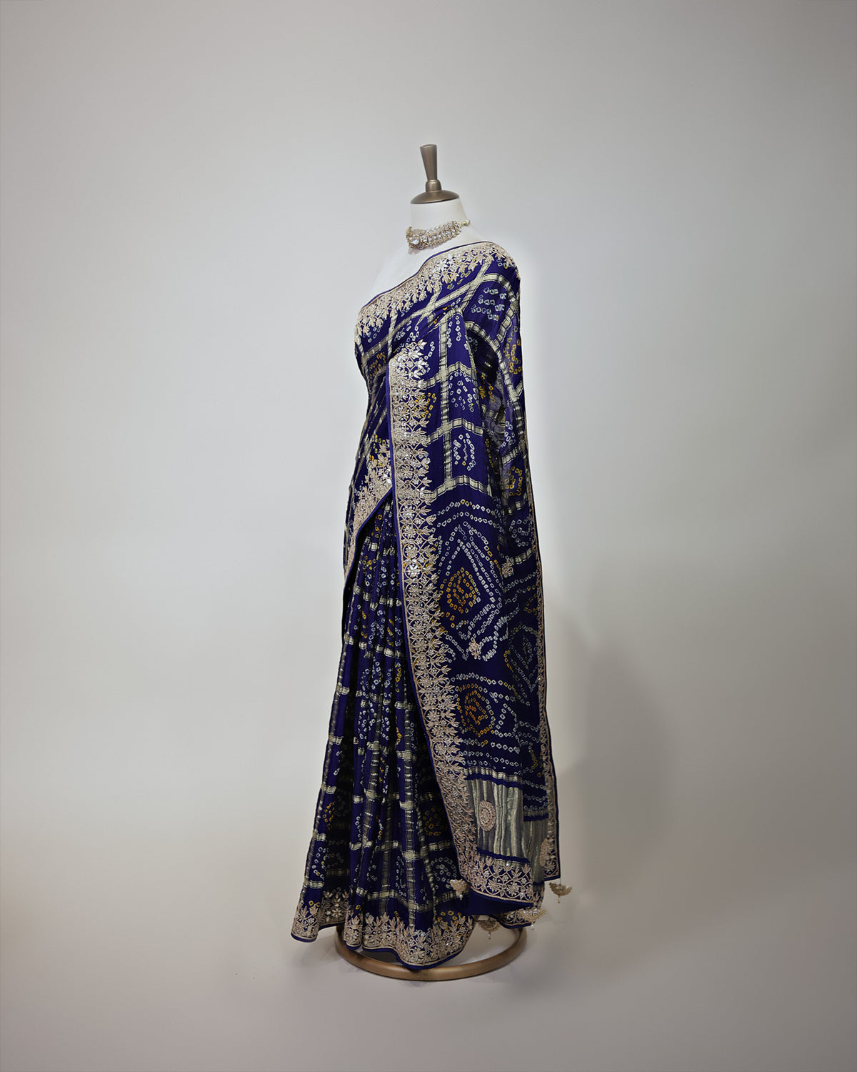 NAVY BLUE BANDHEJ GHARCHOLA SAREE
