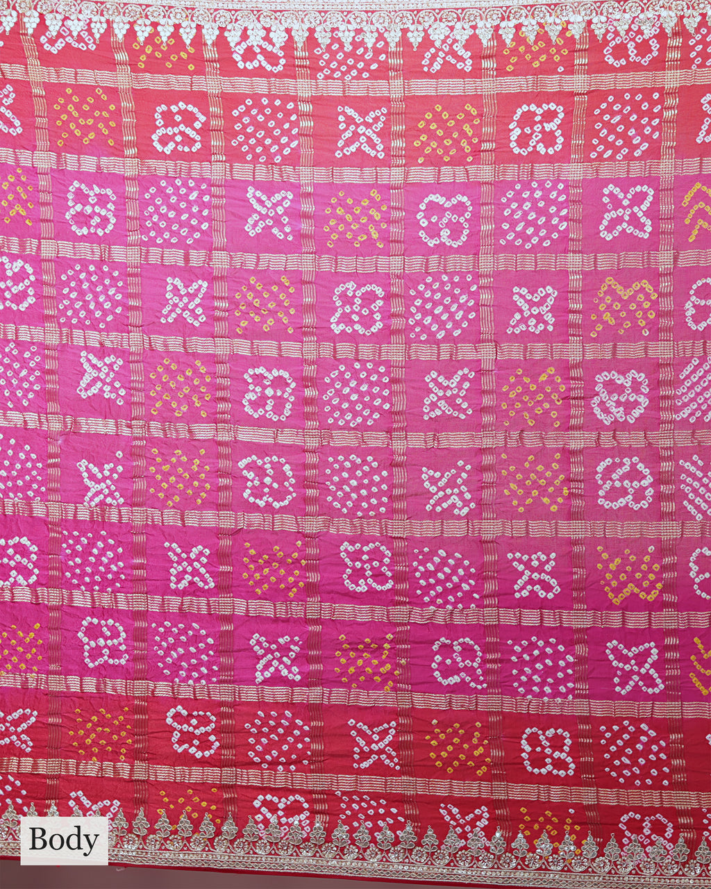 RANI & RED BANDHEJ GHARCHOLA SAREE