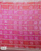 RANI & RED BANDHEJ GHARCHOLA SAREE