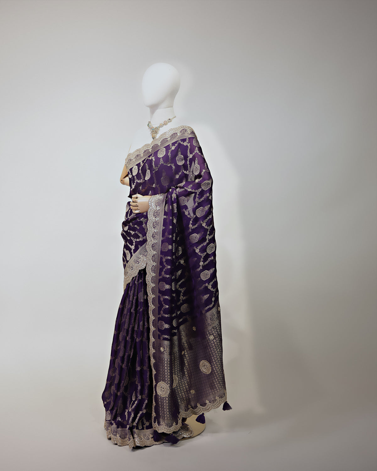 AMETHYST PURPLE BANARASI CREPE SAREE