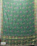 BOTTLE GREEN PATOLA TUSSAR BANARASI SAREE